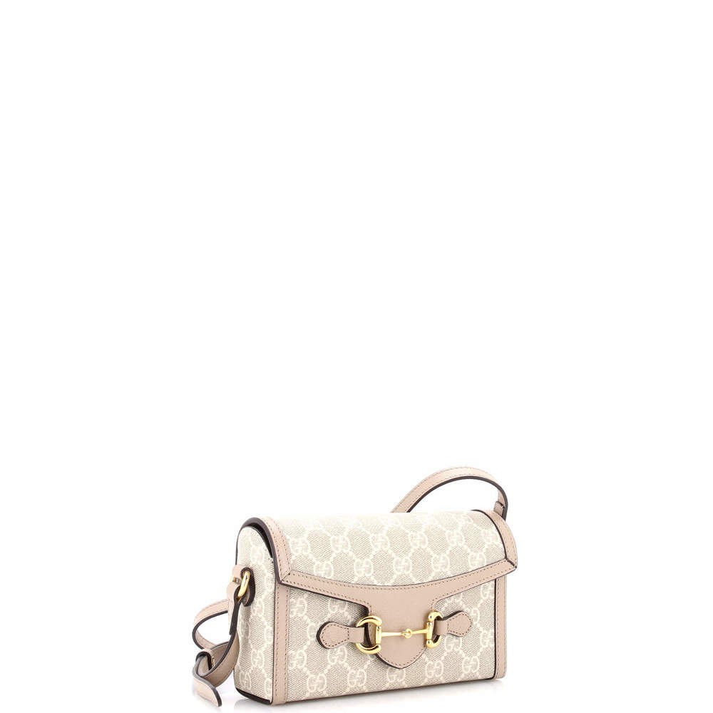 Gucci Mini Horsebit 1955 Flap Crossbody Bag GG Coated Canvas - Picture 2 of 5